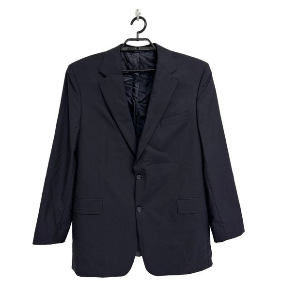 Brooks Brothers Men's Black Two Button Wool Notch Collared Suit Jacket Size 45 L